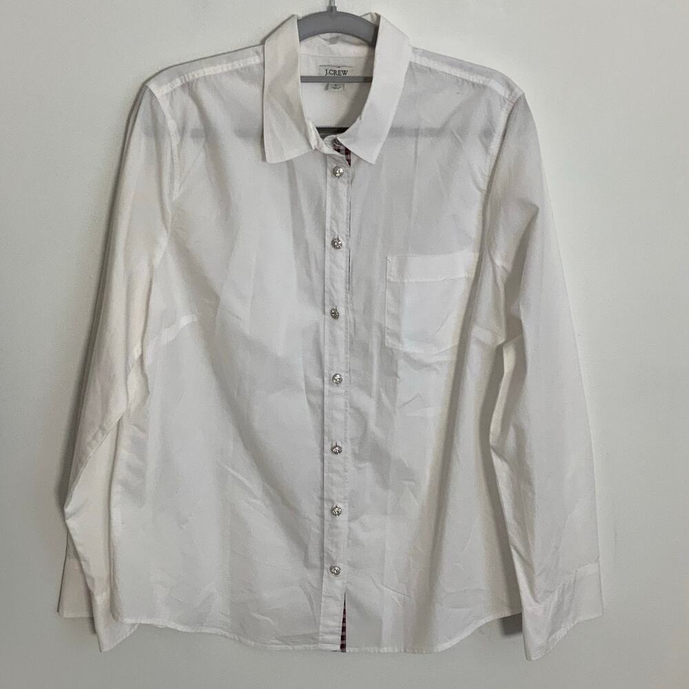 J. Crew Women's White Button down with tartan plaid size large